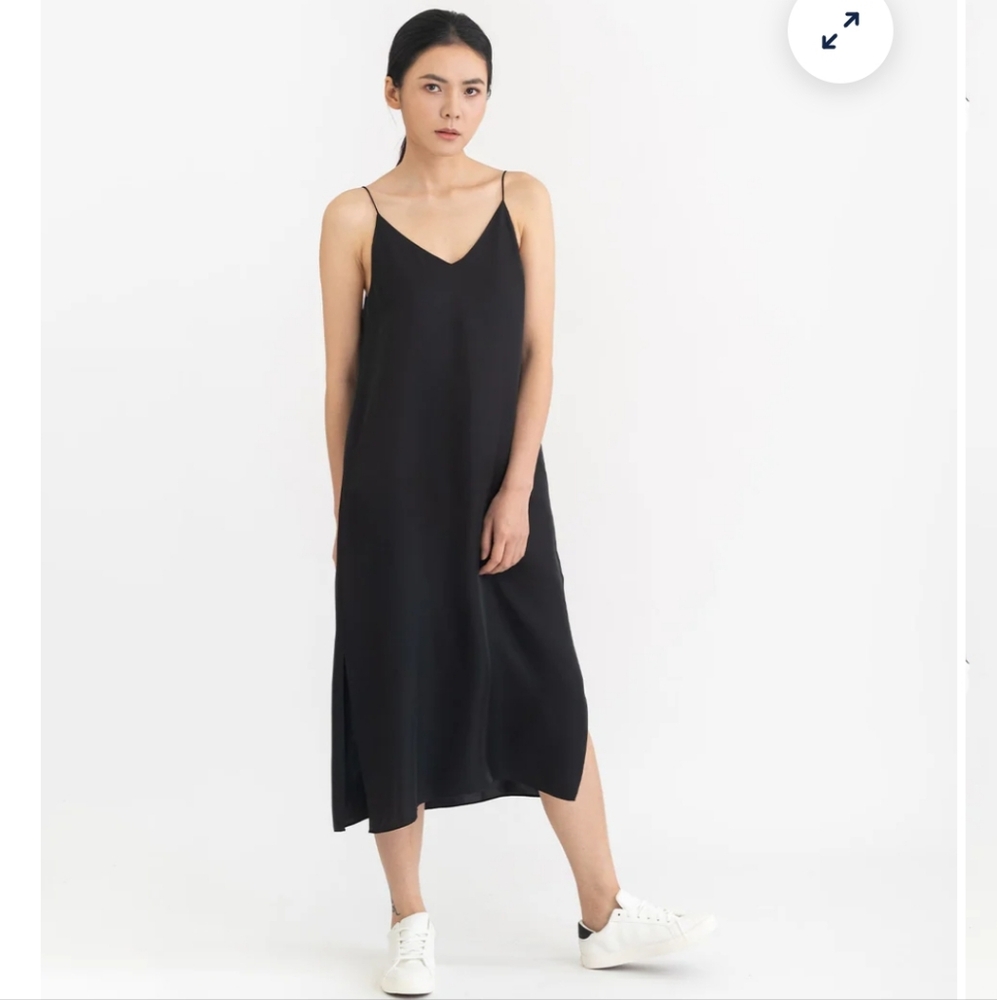 Grana Silk Midi V Neck Slip Dress